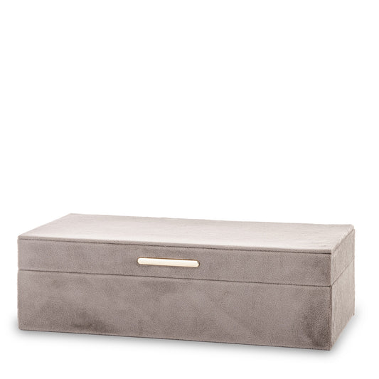 Cutie bijuterii catifea bej 8x28x10 cm, organizator bijuterii elegant, mentha - flori, cadouri și decorațiuni