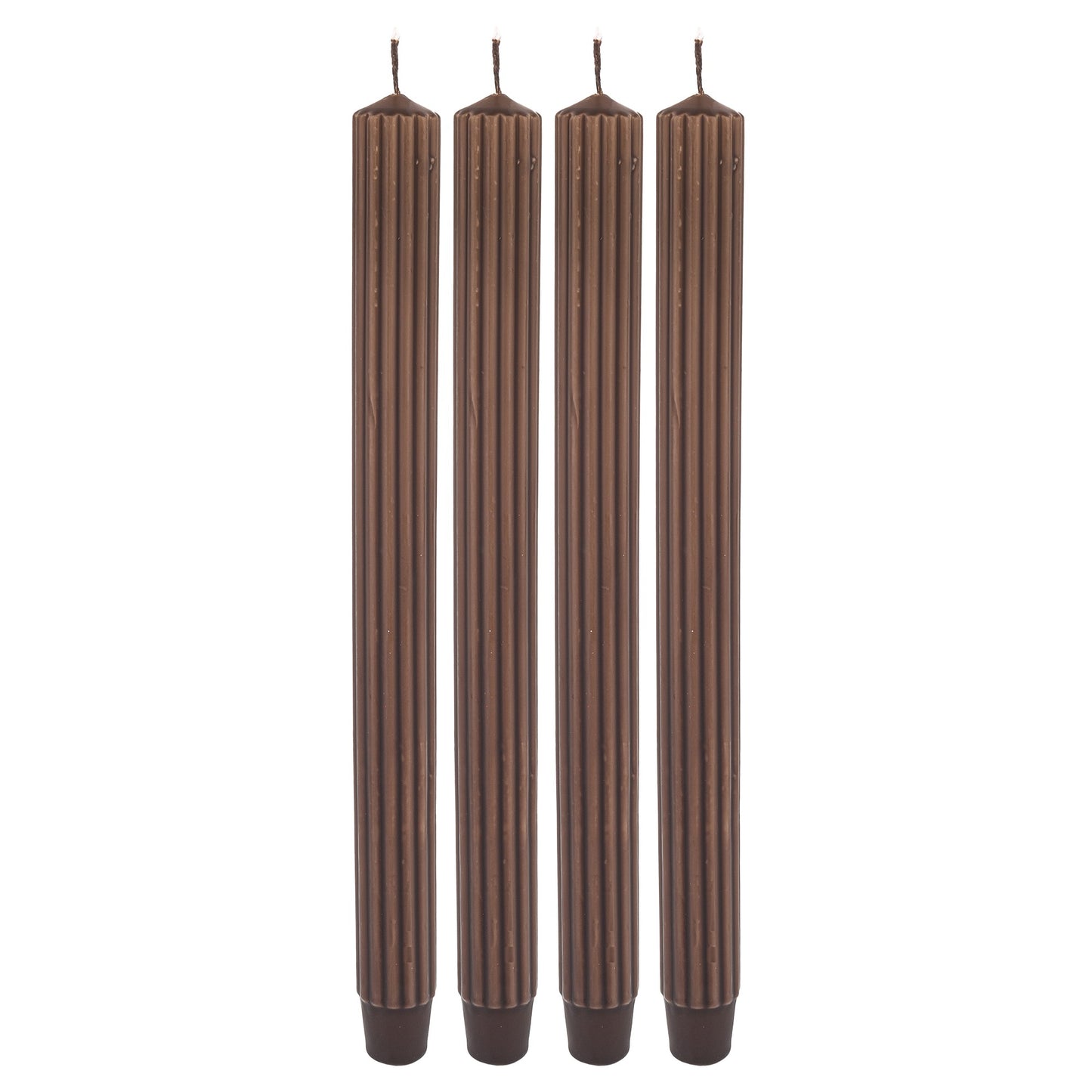 Set de 4 lumânări maro, dimensiuni 30x2,5x2,5 cm, perfecte pentru a adăuga un aspect sofisticat și elegant în decorul tău.