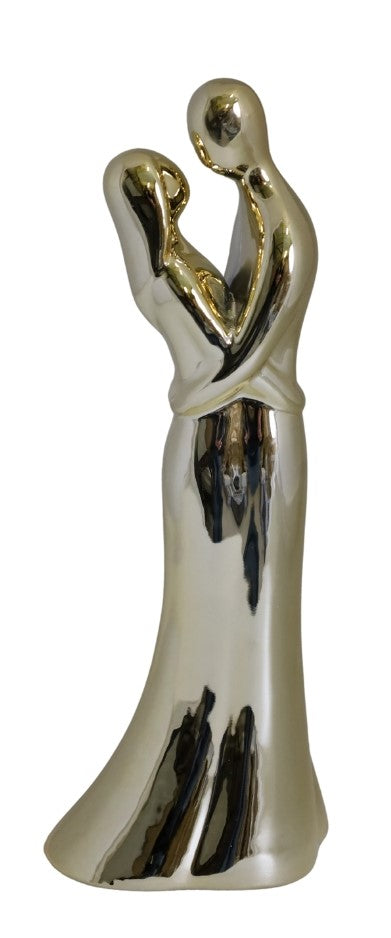 Cuplu ceramică auriu maxi, obiect decorativ pentru amenajări elegante, prezentat ca accent pentru locuință