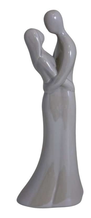 Figurină cuplu ceramică bej, dimensiuni 9,5x7x25 cm, decor elegant și cadou special, mentha - flori, cadouri și decorațiuni