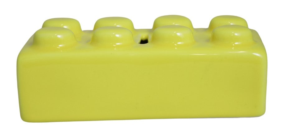 Pușculiță LEGO ceramică galben, 16x8x6 cm, cadou și economisire.