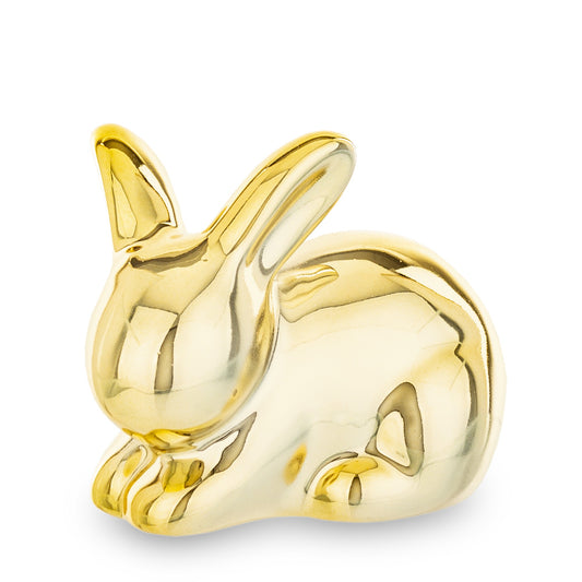 Iepure ceramic auriu 6x8x5 cm, decor miniatural și cadou, mentha - flori, cadouri și decorațiuni