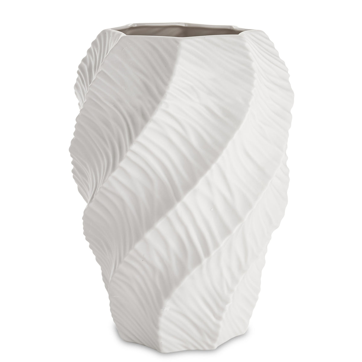 Vază din porțelan alb cu design minimalist modern, ideală pentru interioare luminoase, curate și elegante. Este perfectă pentru flori naturale sau artificiale și se potrivește în orice tip de decor contemporan. Adaugă un aer sofisticat și rafinat în casă.