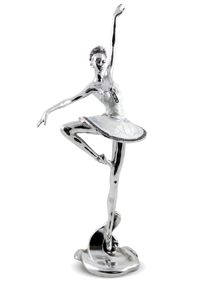 Figurină decorativă balerină perlată cu pietre alb-argintii, o piesă spectaculoasă care transmite grație, eleganță și rafinament artistic. Este ideală pentru living, birou sau spații premium și devine un punct focal decorativ. Perfectă ca dar elegant pentru aniversări sau casă nouă.