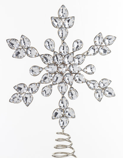 Vârf de brad stea Crăciun cu pietre decorative, ideal pentru decor festiv elegant și sărbători de iarnă premium.