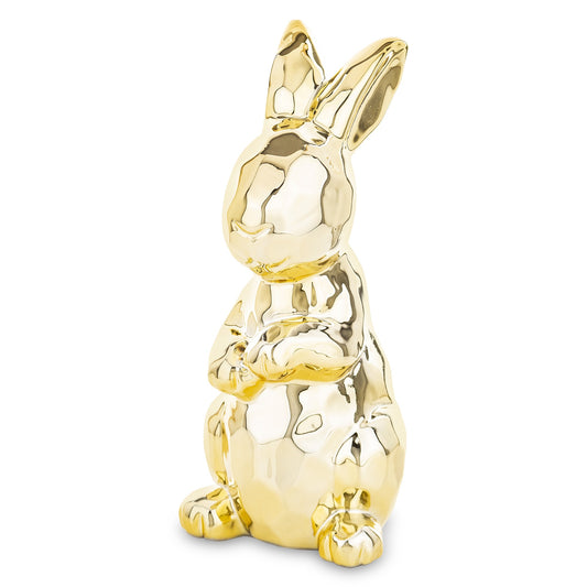 Iepure ceramic auriu 20x8,5x10 cm, decor elegant și cadou, mentha - flori, cadouri și decorațiuni