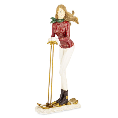 Figurină femeie pe ski-uri, obiect decorativ pentru decorul casei și cadouri, prezentat ca accent pentru locuință