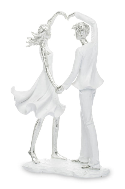 Figurină îndrăgostiți pe inimă 27x16x8 cm, decor romantic și cadou pentru cuplu