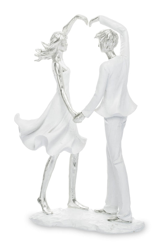 Figurină îndrăgostiți pe inimă 27x16x8 cm, decor romantic și cadou pentru cuplu