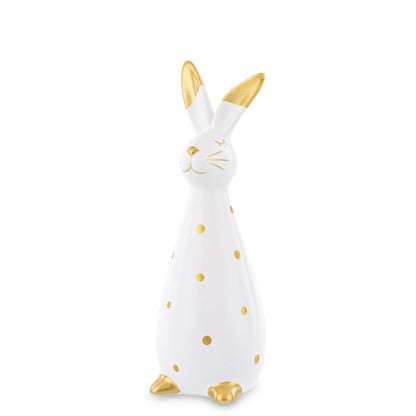 Iepure ceramic alb auriu 19x6,5x7 cm, decor interior și cadou, mentha - flori, cadouri și decorațiuni