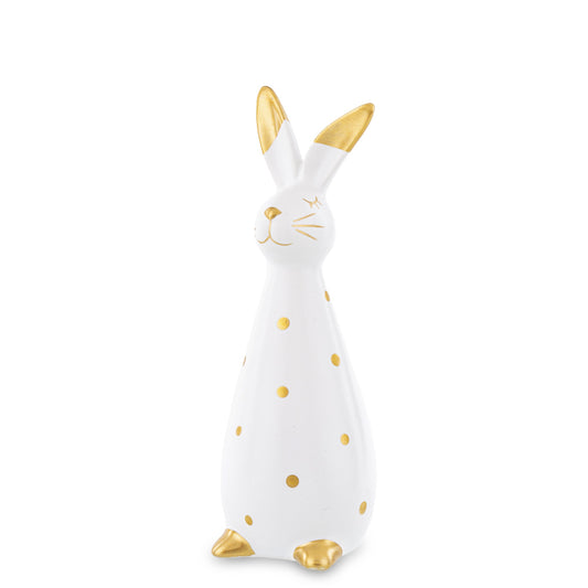 Iepure ceramic alb auriu 19x6,5x7 cm, decor interior și cadou, mentha - flori, cadouri și decorațiuni