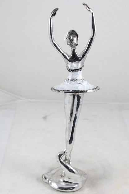 Figurină balerină perlată decor lux alb argintiu