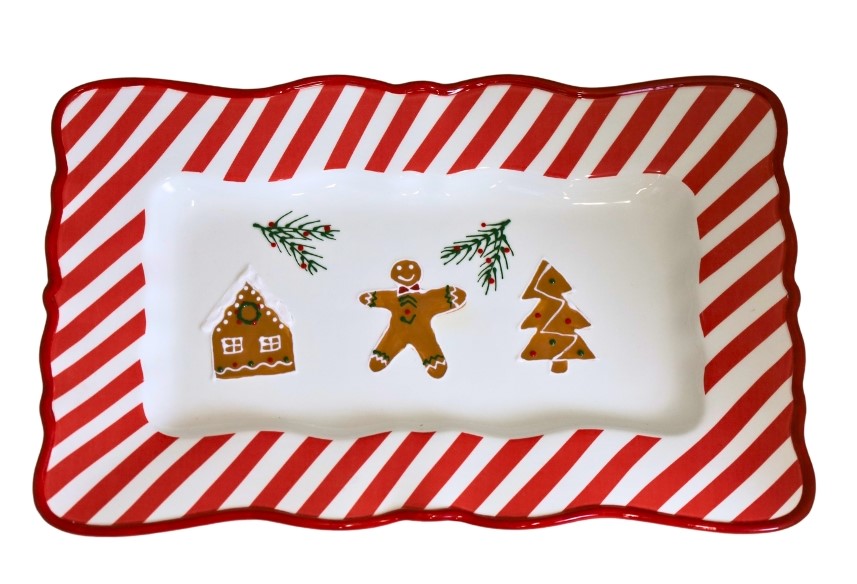 Platou decorativ realizat din ceramică inspirată de forma și atmosfera dulce a turtei de Crăciun, ideal pentru servirea deserturilor, biscuiților și gustărilor festive. Designul său vesel și elegant aduce farmec și căldură meselor de sărbători și transformă orice decor de Crăciun într-un spațiu primitor și festiv. Este perfect pentru living, dining sau bucătărie și poate fi oferit drept cadou pentru familie, prieteni sau iubitori de decorațiuni și accesorii tematice de Crăciun.