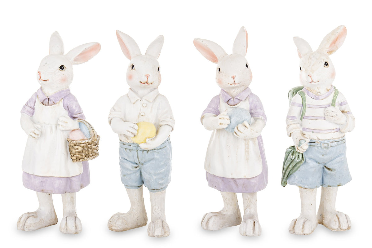 Figurină decorativă iepuraș de Paște, simbol al primăverii și al sărbătorilor pascale. Este ideală pentru decorul casei, mese festive sau vitrine decorative. O piesă clasică și elegantă pentru sezonul de Paște.