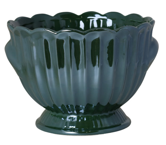 Ghiveci suport ceramică verde metalizat - 23x23x17 cm, elegant și perfect pentru plantele tale.