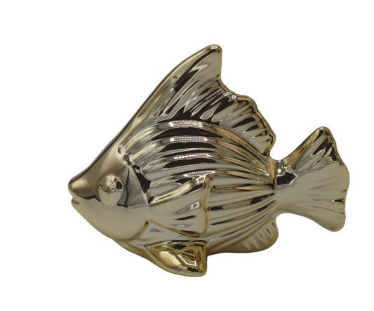 Mini figurină pește ceramică auriu 6,5x3,5x4,5 cm, decor elegant marin și cadou simbolic