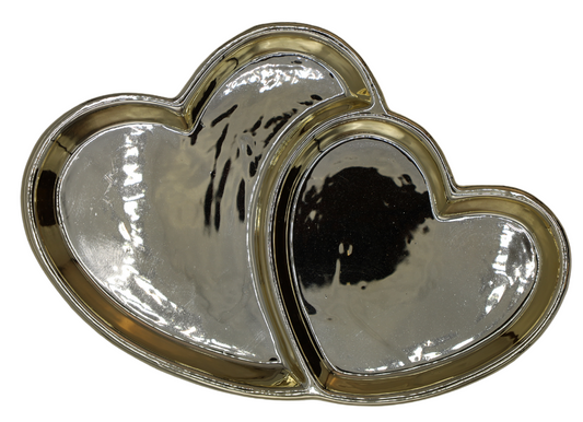 Farfurie ceramică decorativă cu inimi aurii, ornament de masă elegant, decor interior romantic, cadou original pentru familie și prieteni, piesă decorativă pentru living sau vitrină