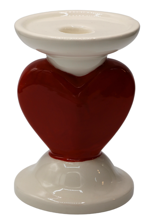 Sfeșnic ceramică inimă 9,7x9,7x14 cm, decor romantic și cadou, mentha - flori, cadouri și decorațiuni