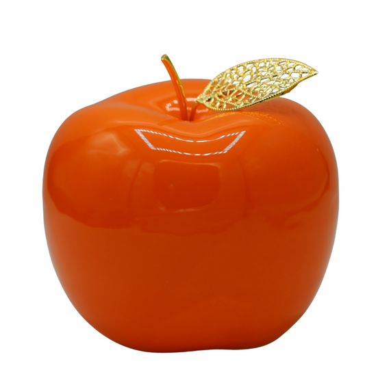 Măr decorativ ceramică portocaliu 12x12x12 cm, decor vesel și cadou original pentru casă