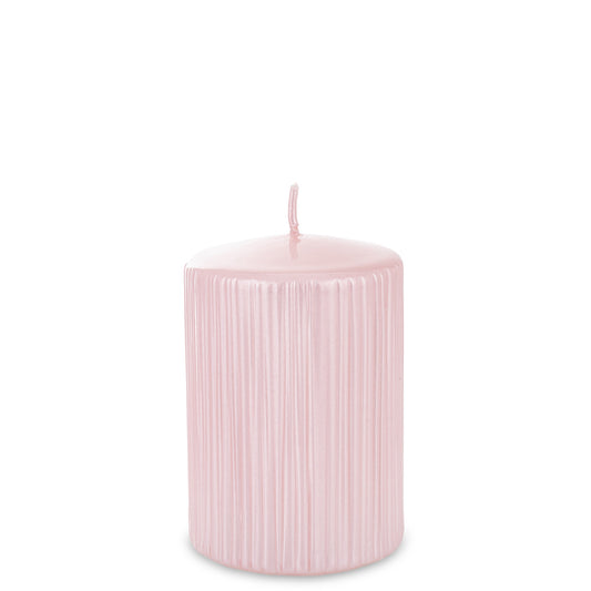 Lumânare roz perlat 12x7x7 cm, decor elegant pentru interior, cadou rafinat pentru femei, atmosferă caldă și primitoare, ornament decorativ pentru living, dormitor și birou