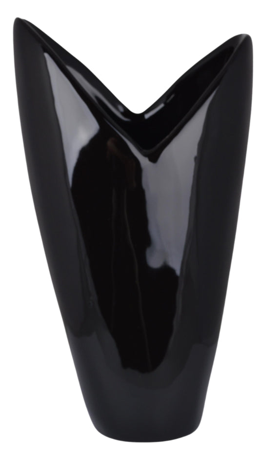 Vază ceramică neagră mică, 20 cm, decor minimalist și elegant pentru flori sau decor interior.