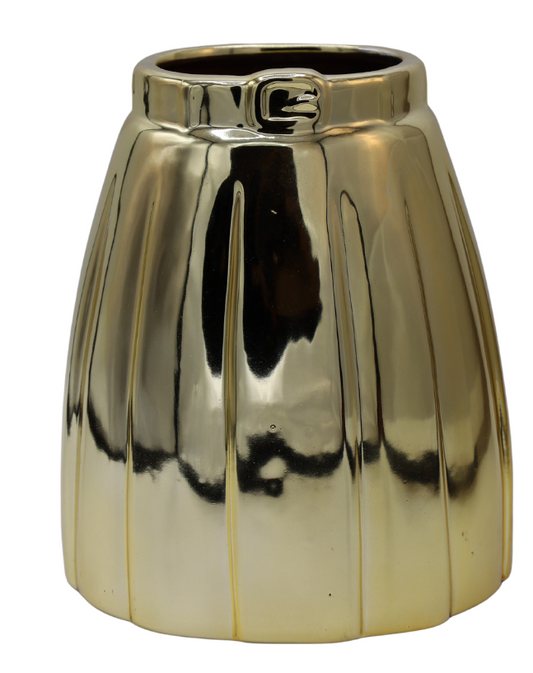 Vază poșetă ceramică aurie, decor modern pentru flori și casă