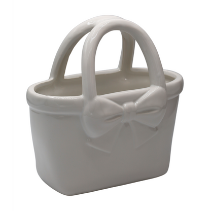 Vază ceramică poșetă albă mare 27x12,9x28cm