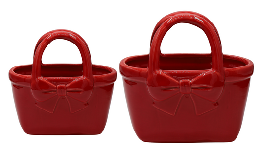 Vază ceramică albă în formă de poșetă 22,4x10,9x22,5 cm, cadou și decor rafinat, mentha - flori, cadouri și decorațiuni