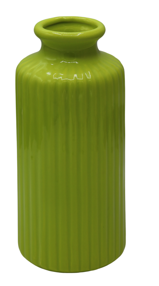 Vază ceramică verde 9x9x20 cm pentru flori și decor modern sau boem