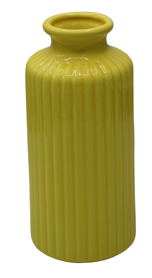 Vază ceramică galbenă 9x9x20 cm, decor vesel și cadou plin de energie