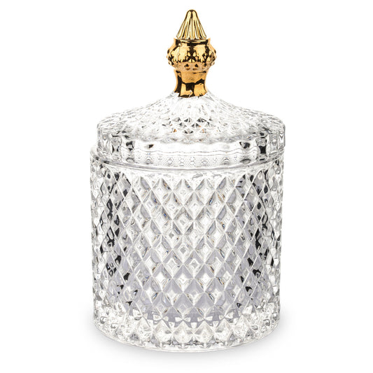 Bombonieră de sticlă transparentă 18x11x11 cm, decor elegant și cadou practic