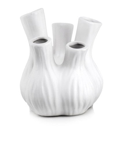 Vază ceramică albă 13x16 cm pentru un singur fir de floare, suport decorativ elegant și cadou pentru interior