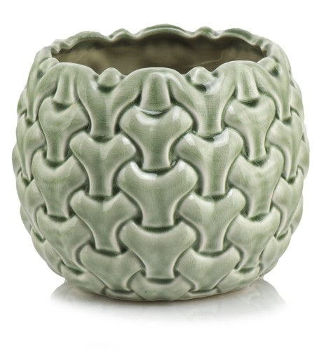 Ghiveci ceramic vernil 23x18 cm pentru flori și plante decorative, suport interior elegant și colorat