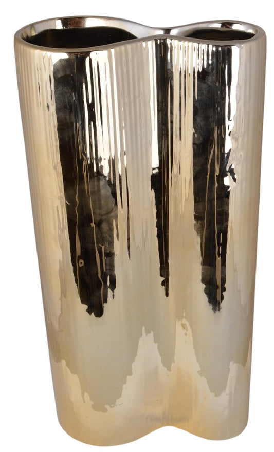 Vază ceramică aurie 15x6x33 cm, decor elegant pentru flori și cadou rafinat