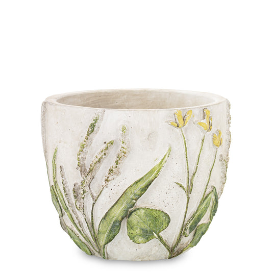 Ghiveci suport ciment cu frunze 10x12,5x12,5 cm, suport plante decorativ, mentha - flori, cadouri și decorațiuni
