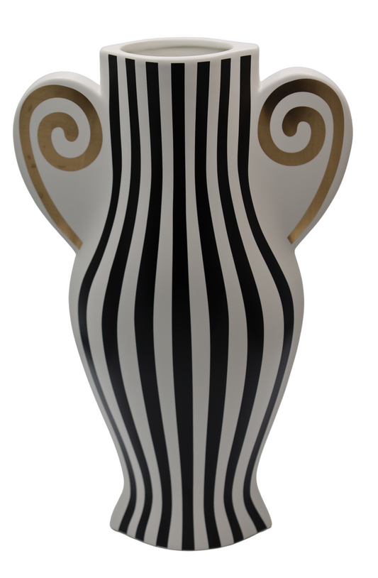 Vază ceramică anforă 23,5x9,5x36,5 cm, decor clasic elegant, potrivită pentru flori și ca obiect de design pentru casă