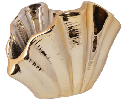 Vază scoică ceramică aurie 21x13x14 cm