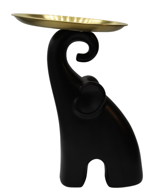 Figurină elefant decorativ cu tavă din alamă, ornament elegant și cadou simbolic