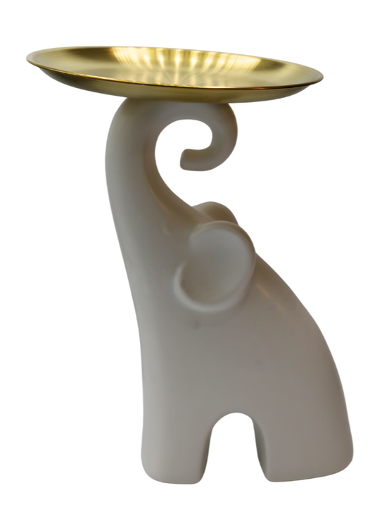 Figurină elefant cu tavă din alamă, ornament decorativ și cadou rafinat pentru interior
