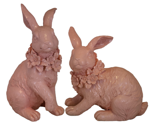 Iepure roz decorativ din rășină, 14,5x11,5x23,5cm, ornament vesel și elegant.