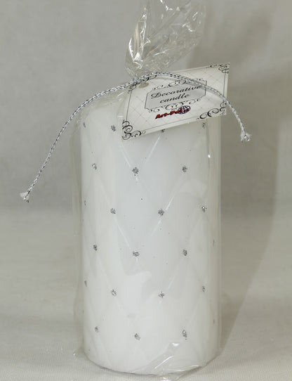 Lumânare albă cu pietre 15x7x7 cm