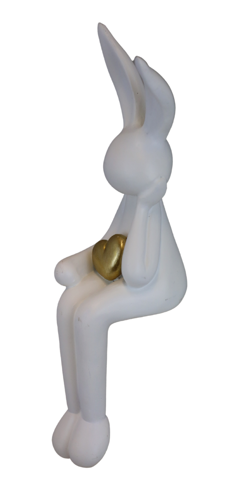 Figurină iepure colț din rășină, ornament interior pentru Paște și cadou decorativ