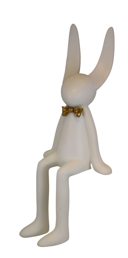 Figurină iepure XL din rășină pentru colț, ornament deosebit pentru decor interior și cadou festiv