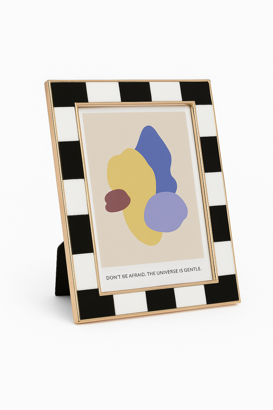 Ramă foto alb negru și auriu 22,5x27,5x0,8 cm, suport pentru fotografii mari, decor elegant pentru casă sau birou