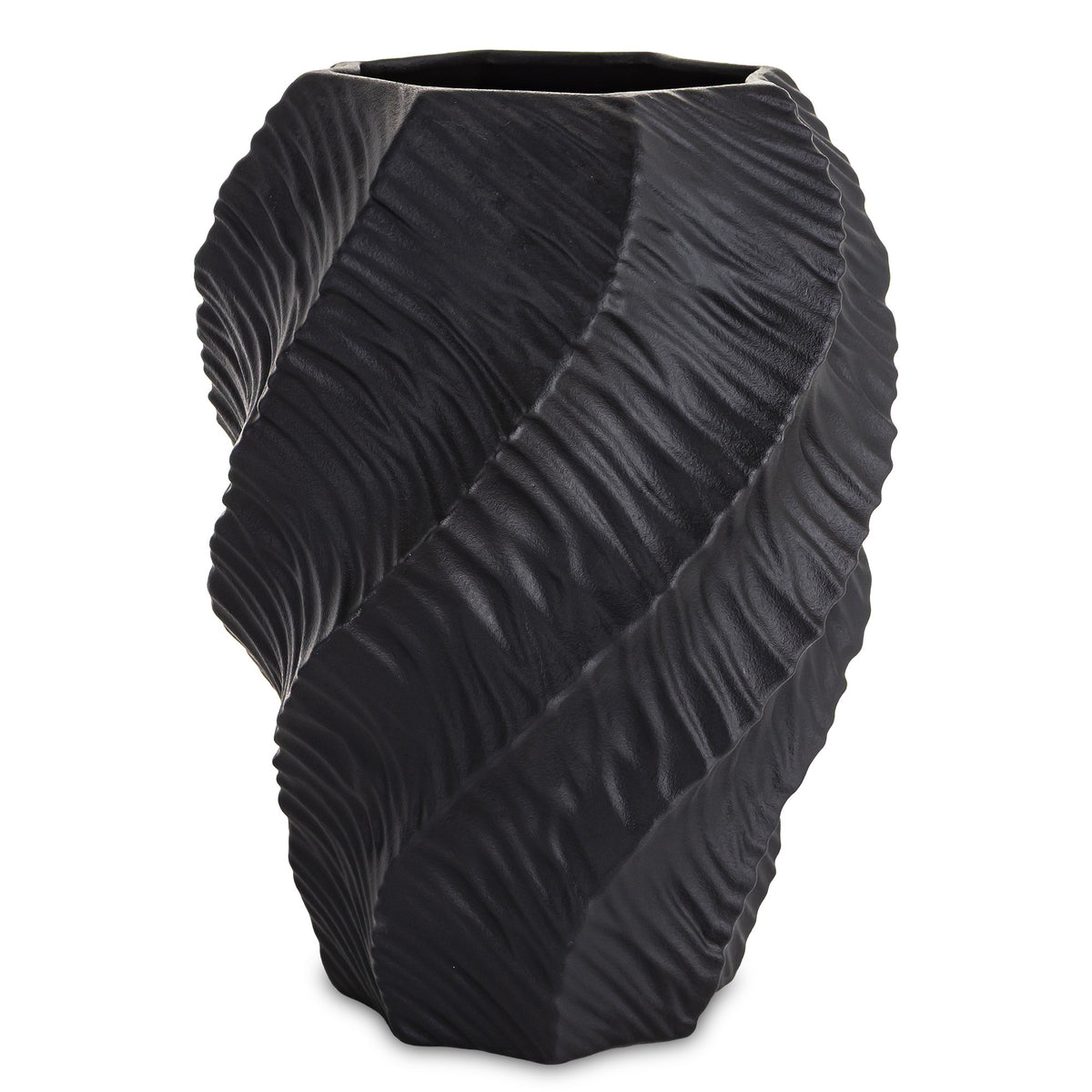 Vază din porțelan negru cu design minimalist modern, ideală pentru interioare sofisticate și elegante. Creează un contrast puternic și rafinat, fiind perfectă pentru flori simple sau aranjamente contemporane. Este o piesă statement pentru living, birou sau spații premium.