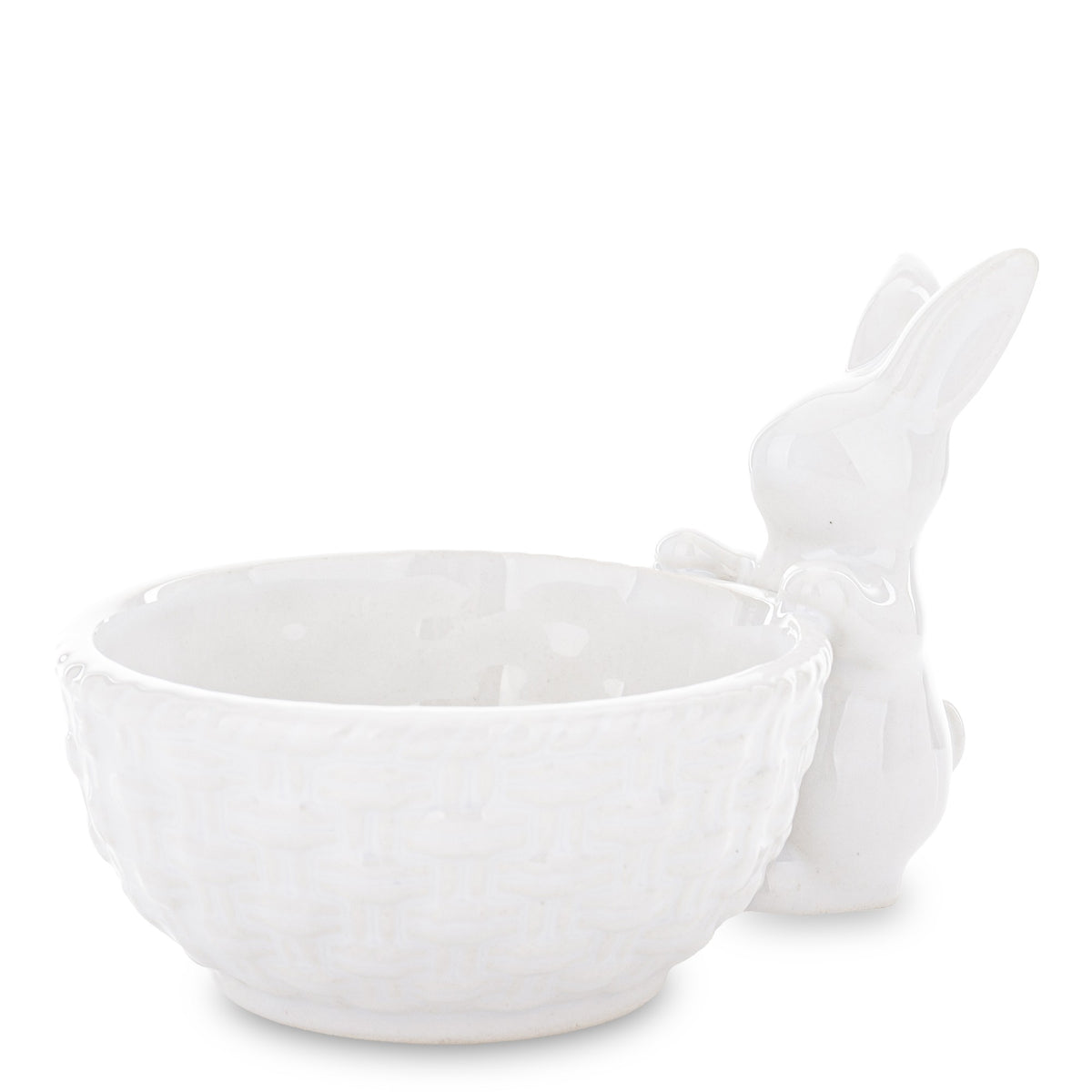 Ghiveci decorativ din ceramică albă cu iepuraș, ideal pentru plante mici și decor de Paște sau primăvară. Este o piesă veselă și elegantă care aduce un aer cald și luminos în casă. Perfect ca decor sau cadou sezonier pentru familie.