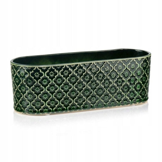 Ghiveci ceramic lung 37x15 cm pentru flori și plante de interior sau balcon