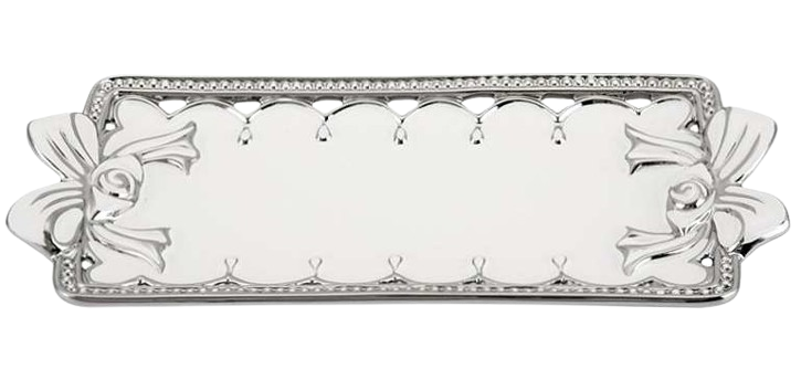 Tavă ceramică alb argintiu cu pietre 30x13x3 cm, decor elegant și cadou, mentha - flori, cadouri și decorațiuni