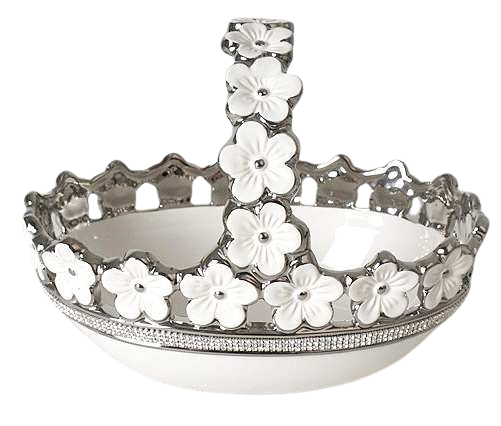 Coș ceramic cu flori 22,5x15,5x17 cm, cadou elegant și decor floral pentru casă