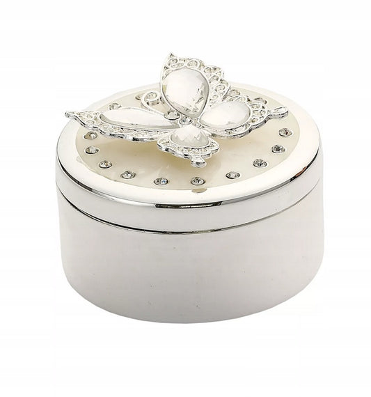 Cutie bijuterii alamă fluture cu pietre 7,5 cm, ornament decorativ și cadou elegant.
